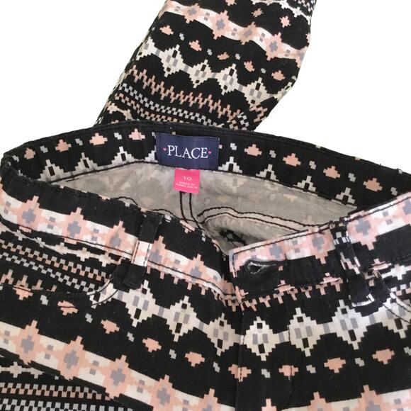 Children's Place Pants Black Stretchy Adjustable Waist Pixel Pattern Girls 10 - Picture 3 of 10